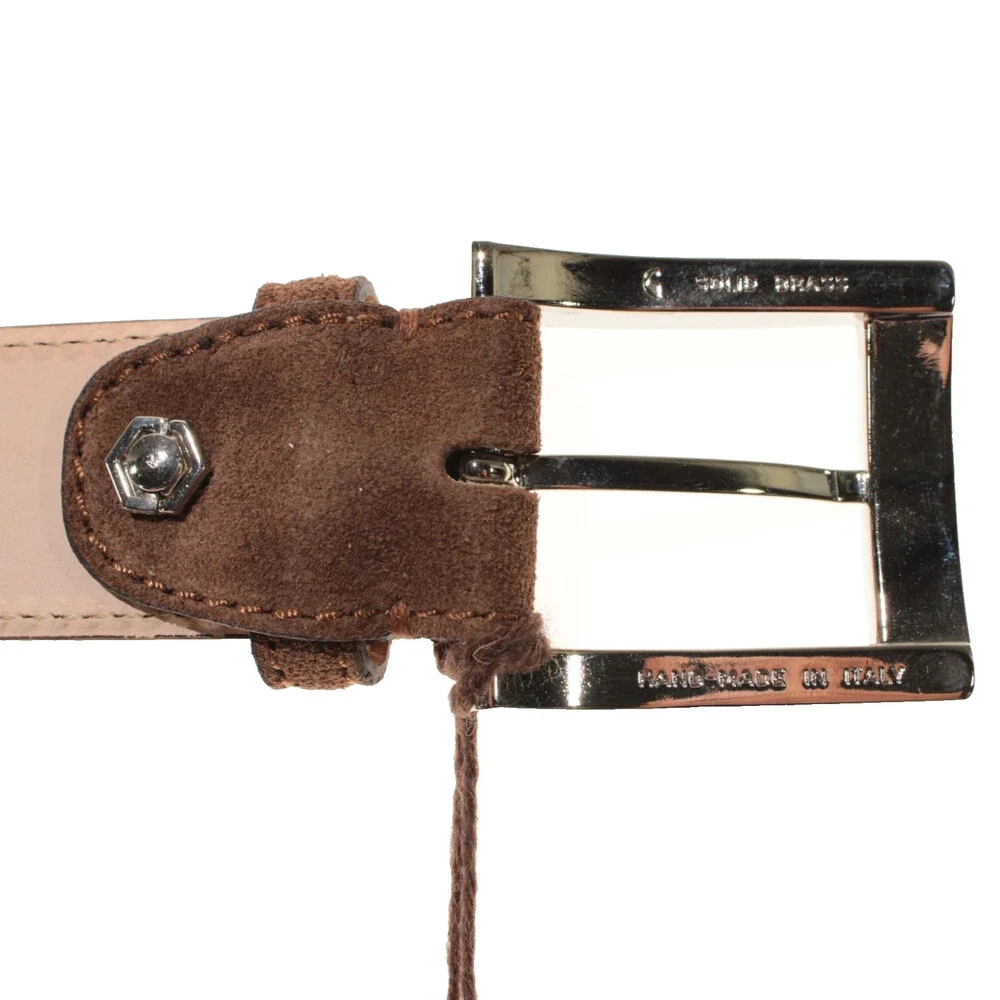 Di Bianco NWT Cut to Size Dress Belt In Solid Brown Suede Leather One Size